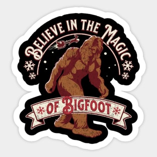 Believe in the Magic of Bigfoot Santa retro Sticker